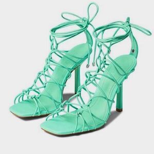 NWT SCHUTZ Heyde Gladiator Ankle Wrap Square Toe Heel Sandals- Size 11